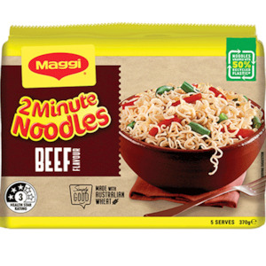 Maggi 2 Minute Instant Noodles Beef 370g 5pk