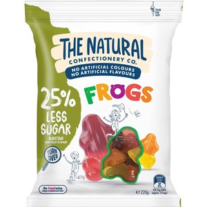 Lollies: The Natural Confectionery Co. 25% Less Sugar Frogs 220g