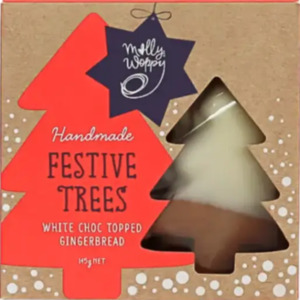 Molly Woppy Gingerbread Cookies Iced Festive Trees 145g