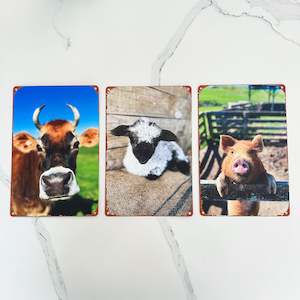 Frontpage: Rustic Metal Farm Animals Signs (Set of 3)