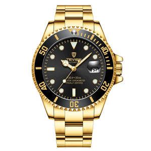 Watches: Tevise  Hot Style Luxury Water Ghost Stainless Steel Waterproof Luminous Automatic Mechanical Watch Men:gold