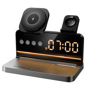 15W 4-in-1 Magnetic Wireless Fast Charger, with Alarm Clock, Ambient Lighting, C&hellip;