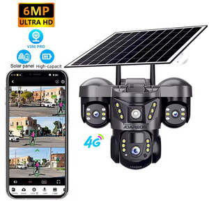 Home Security: V380 Pro Triple Lens Solar 4G SIM Camera  6MP