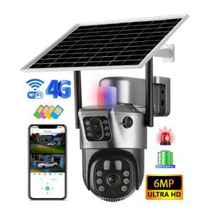 Home Security: V380 Pro Dual Lens Alarm Linkage 6MP Solar Battery Powered Wifi Ptz Camera Outdoor Wireless CCTV 4g Sim Card Solar Camera