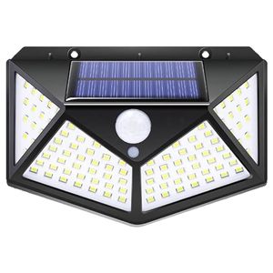 Home Security: 4 Sides Luminous 100 LED Solar Wall Lamp with Motion Sensor
