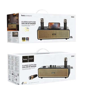 Entertainment Speakers: Classic Stylish Bluetooth Speaker w/ 2 Wireless Microphone, Phone Holder (BS63)