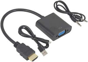 HDMI (Male) to VGA (Female) Converter Adapter with 3.5mm Audio Port