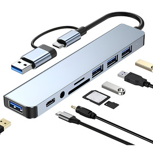 USB3.0 & USB-C TO USB3.0 & USB2.0 HUB & USBC & TF/SD & AUDIO (8 IN 1)