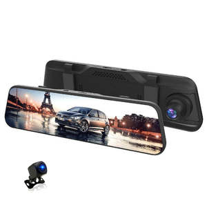 Automobile Accessories: 4K 9.66" Inch Rear View Mirror Camera Dash Cam Front and Rear Dual +GPS