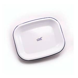 Falcon Enamel Mini Roaster - White with Blue Rim