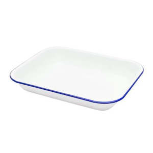 Falcon Enamel Roast Pan - White with Blue Rim