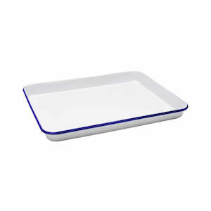 Falcon Enamel Baking Trays - White with Blue Rim (4 sizes available)