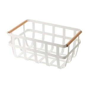Kitchen Storage Baskets: Kate's White Metal Basket with Wooden Handles