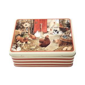 Cookies Jars: Tracy Hall Farmyard Hens Biscuit Tin