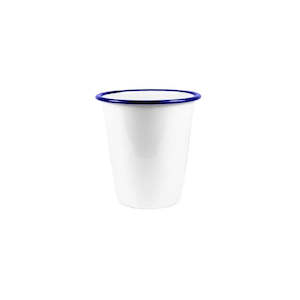 Mugs Cups Tumblers: Falcon Enamel Tumbler - White with Blue Rim