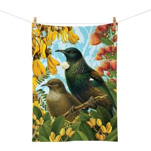 Kitchen Textiles: 100%NZ Tea Towel - Botanical Tūī