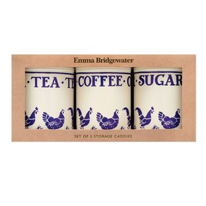 New: Emma Bridgewater Blue Hens Tin Caddies (Set of 3)
