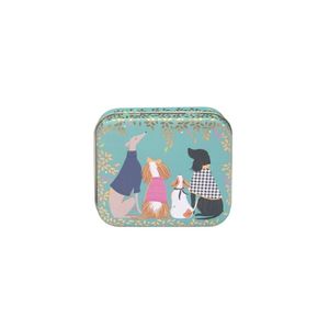 New: Sara Miller Dapper Dogs Pocket Treat Tin - Teal