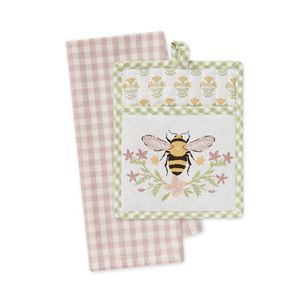 Kitchen Textiles: Design Imports Honey Bee Pot Holder Gift Set