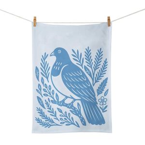 100%NZ Tea Towel – Woodcut Kererū