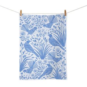 Kitchen Textiles: 100%NZ Tea Towel – Birdsong Blues