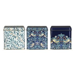Arts & Crafts Strawberry Thief Square Tin Caddies (Set of 3)