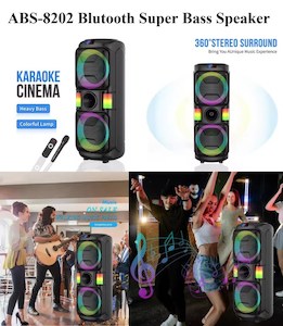 ABS-8202 Dual 8inch Loud Supper Bass RGB Light Karaoke Party Speaker – TradeMaster