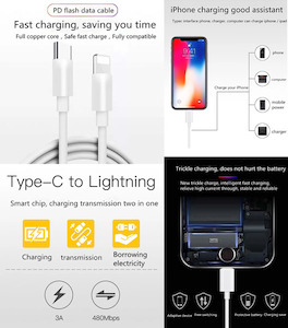 2m Type C Lighting PD Data Sync Charge Cable – TradeMaster