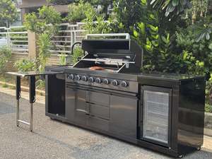 Outdoor BBQ Kitchen Garden BBQ Grill Set Black