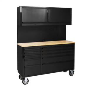 Kiwi Grab: 55 Inch 12 Drawers Black Tool Chest workbench