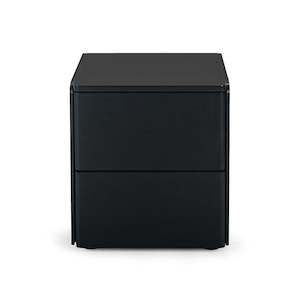 Bedside Tables: Cube Oak Bed Side Table - Black