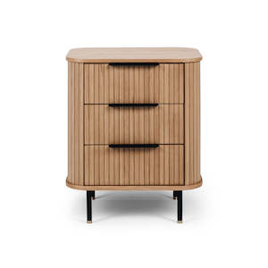 Bedside Tables: Anders 3 Drawer Bedside Table - Natural