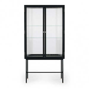 Kobe Fluted Glass Highboard - Black