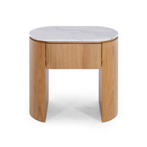 Bedside Tables: Clover 1 Drawer Bedside - Marble Top