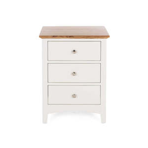 Bedside Tables: Jessica 3 Drawer Bedside Table - Oak Top