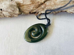 Greenstone: Greenstone Nephrite Jade Koru Pendant E059 – 30×22mm with Gift Box
