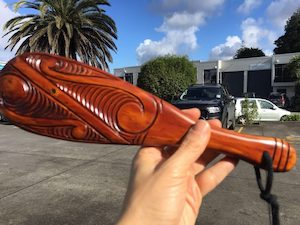 Wood Carving: Beautiful Wood Carving Patu With Koru Details
