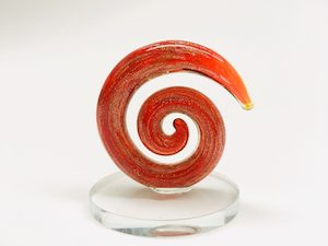Beautiful Small Handmade Glass Statue Koru Red