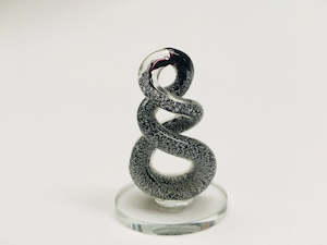 Beautiful Small Handmade Glass Statue Twist Black-Silver