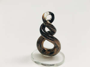Beautiful Small Handmade Glass Statue Twist Black-Gold