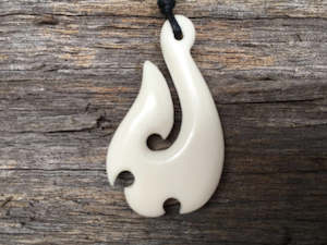 Bone Carving: Bone Carving Pendant Fish Hook B69