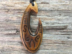 Bone Carving Pendant Brown Hook