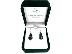 Twist: Greenstone Nephrite Jade Double Twist Earrings – 22mm Sterling Silver Hook