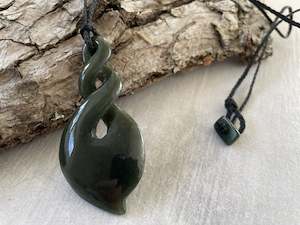 Twist: Greenstone Nephrite Jade X-Large Double Twist Pendant – 62mm