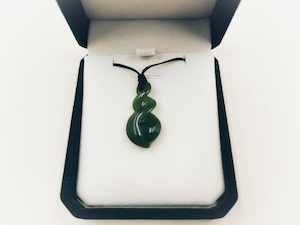 Greenstone Nephrite Jade Tiny Double Twist Pendant – 30mm Hand-Carved Carving Studio NZ
