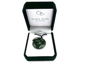 Greenstone Koru: Greenstone Nephrite Jade Open Koru Pendant – 37mm with Gift Box
