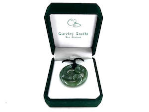 Greenstone Koru: Greenstone Nephrite Jade Triple Koru Pendant – 37mm, Handcrafted Design, Luxury Gift Box