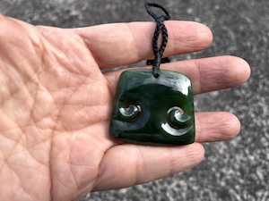 Greenstone Nephrite Jade Double Koru Pendant – 35mm x 42mm, Handcrafted Design&hellip;