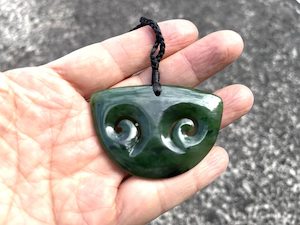 Greenstone Koru: Large Greenstone Nephrite Jade Double Koru Pendant (56mm)