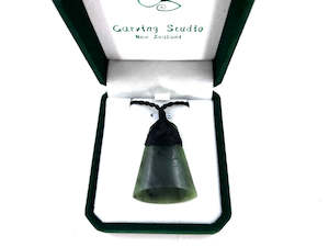 Greenstone Toki: Matte Polished Greenstone Nephrite Jade Toki Pendant – 45×30mm Maori Carving